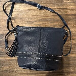BRIGHTON BABY JAKE HOBO Studded Crossbody Bag Purse Dark Navy Blue